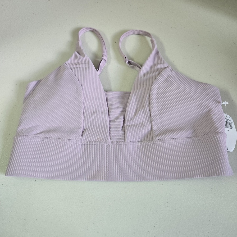 Old Navy Women Sports Bra Small Lavender Striped Powersoft Wireless READ